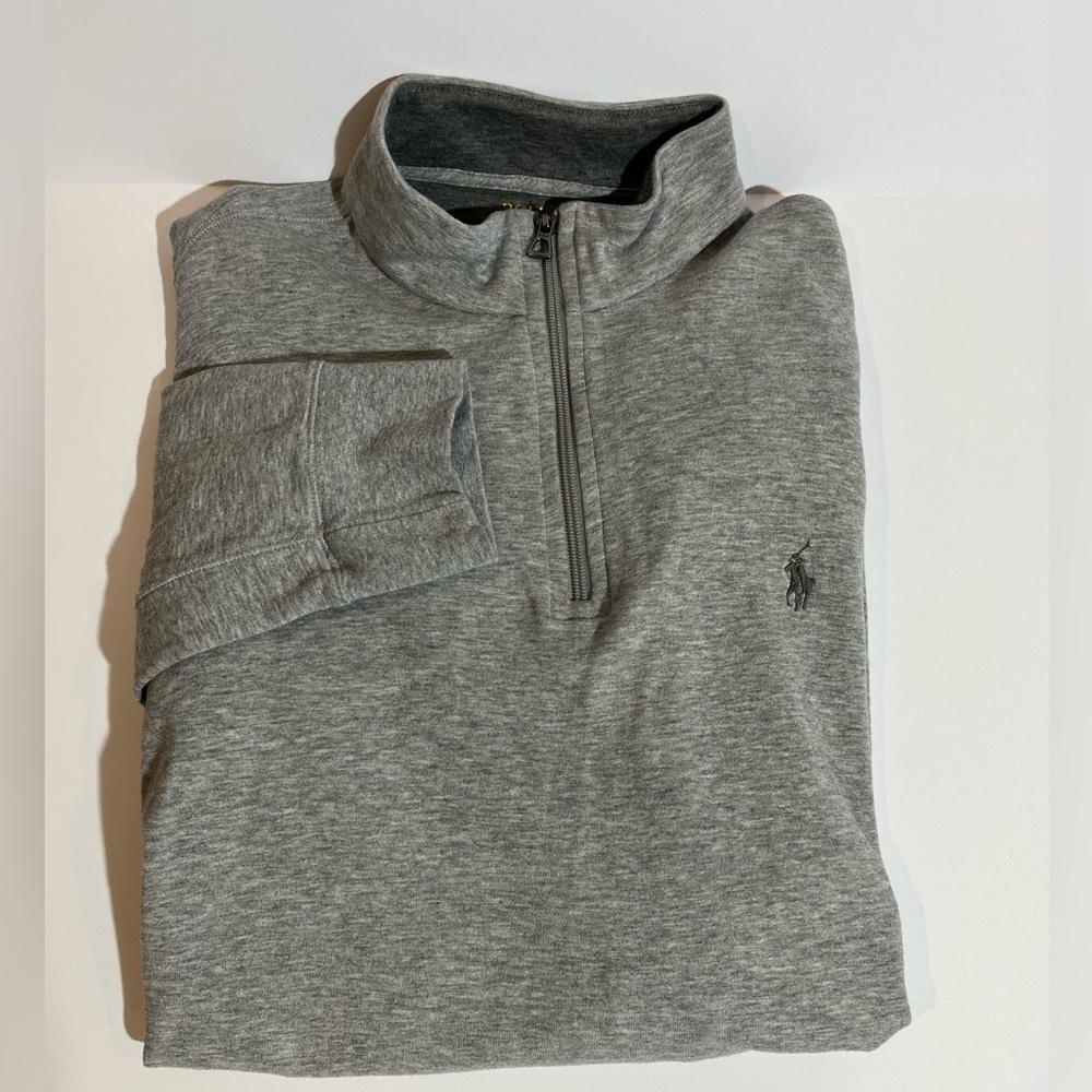Polo Ralph Lauren Quarter 1/4 Zip Pullover Men L Gray Pony Classic Performance